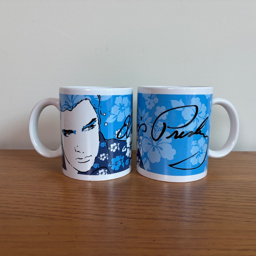 Elvis Presley Blue Hawaii Coffee Mug Set of 2 Joe Petruccio Signature Product